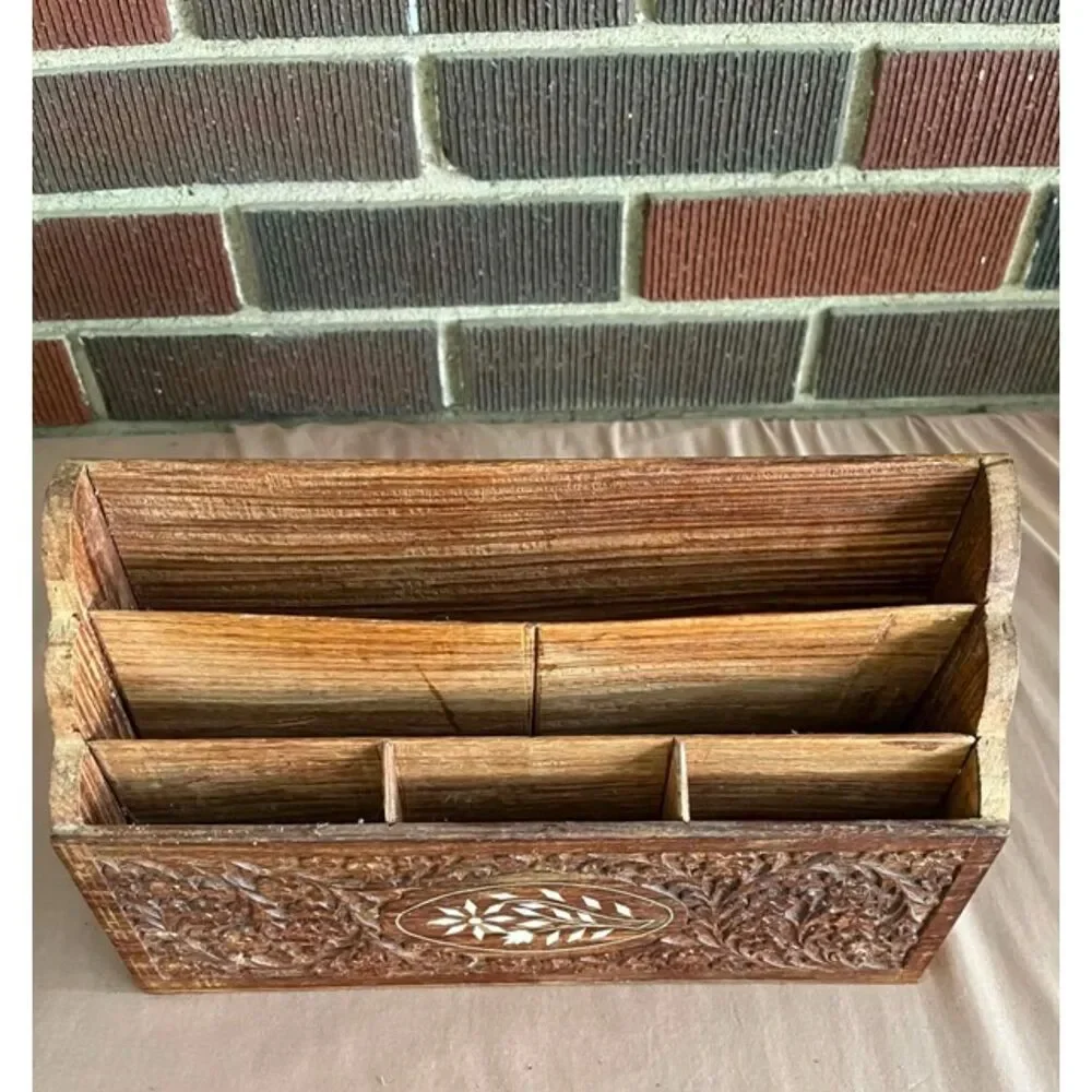 handmade Hand carved India Letter Holder